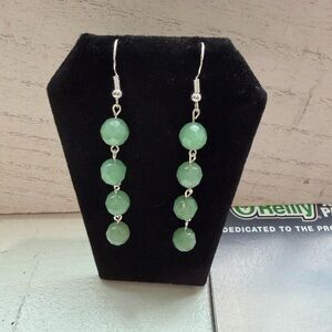 Faceted Dangly Green Aventurine Earrings